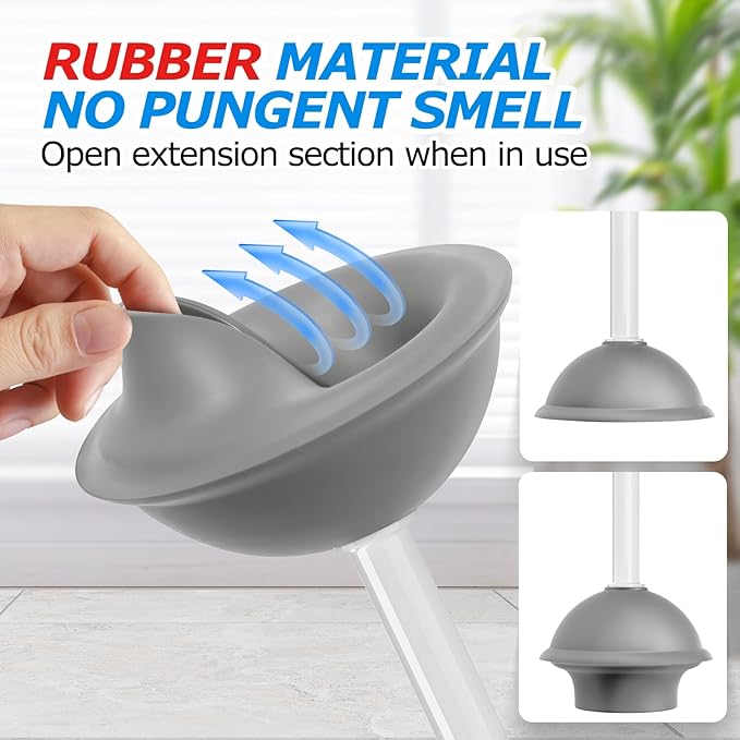 Toilet PlungerExtended Handle PlungerToilet Plunger SetBathroom Cleaning Tools (Brown)