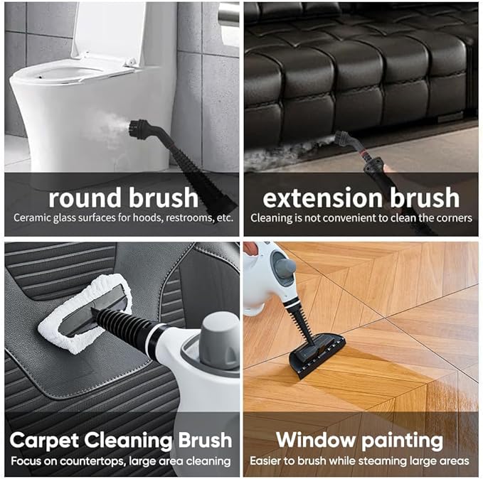 Saker Steam Cleaner for Home Cleaning 2026 Plus|Handheld Portable Steamy Clean for CarBathroomKitchenFurnitureCouchCarpetTile|Multiple Nozzles Kit|Chemical-Free (1Set+12 Fiber Cloths)