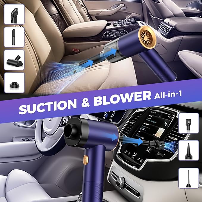 Handheld Car Vacuum Portable Cordless18000PA High Power Vacuum Cleaner with Brushless Motor.7 in 1 Mini Hand Held Vacuum Rechargeable AirDuster/Blower for CarHomeOficePet