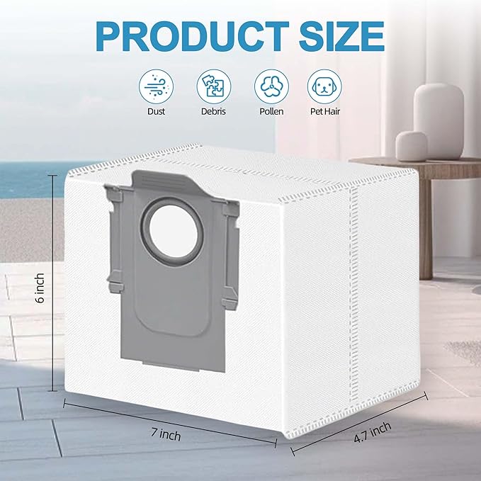 24 Packs Q10 Q7 Q5 Dust Bags for Roborock Q10 S5+ Q10 X5+ Q5 Max+ Q7 M5+ 3L Vaccum Bag for Q5+ Q5 Pro+ Q7+ Q7 Max+ Q8 Max+ S8+ S8 Pro Ultra S7 Pro Ultra S7 MaxV Ultra