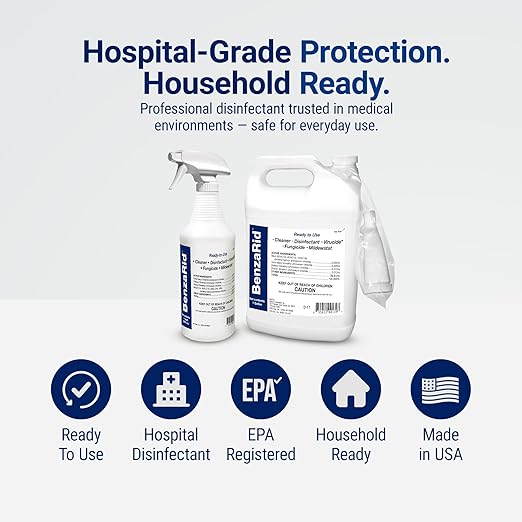 Hospital Disinfectant Sanitizer &amp Virucide | Kills 99.99% of COVID-19 Avian Flu H1N1H1N2 H5N1 SARS Bloodborne Pathogens Staph Bacteria &amp Mold | EPA Reg. | Child &amp Pet Safe 1 Gal