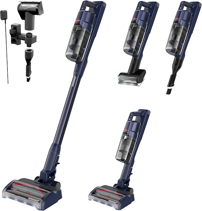 Bissell PowerClean DualBrush 280W Self-Standing Cordless Vacuum DualBrush &amp AutoAdapt Tech Self-Cleaning Brush Roll Strong Suction Removeable Battery Upholstery Tool &amp Bright Headlights
