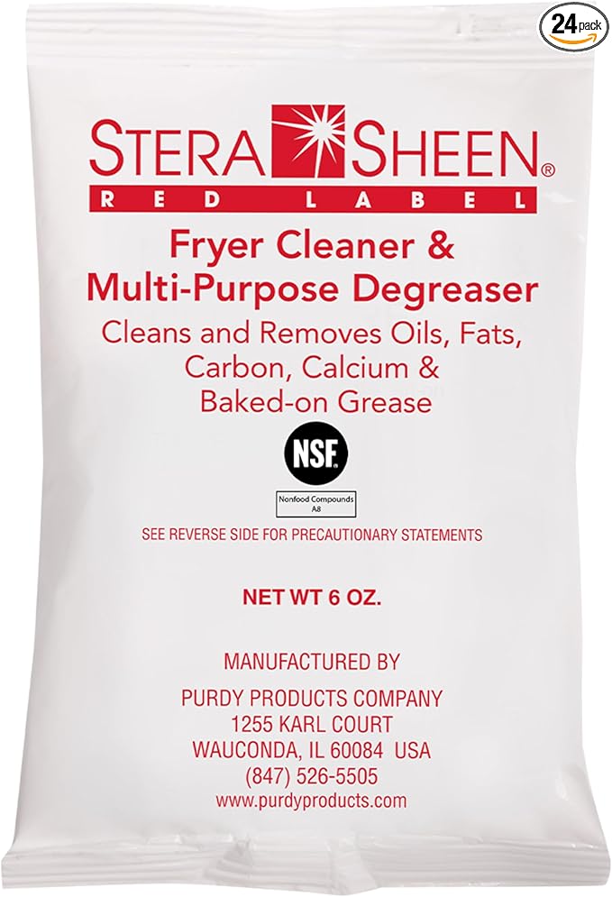 Stera Sheen Fryer Cleaner 24 x 5.99 oz. Pkts Stera Red Label Food Grade Fryer Cleaning Powder Fryer Boil Out Easy Use Portion Packets