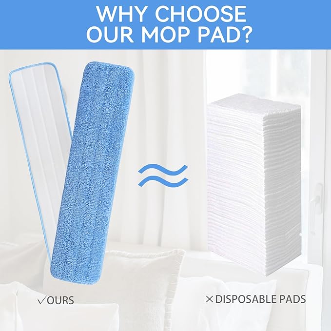 Replacement Microfiber Pad for Rubbermaid Commercial 24 Inch Mop Head - 8 Pack Wet &amp Dry Commercial Cleaning Refills Reusable Mop Refills Fit for Any Microfiber Flat Mop System 24