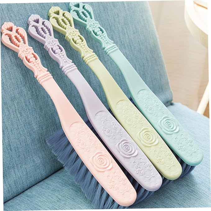 Housoutil 6pcs Cleaning Brush Set with Thick Hollow Handle Sofa and Bed Dusting Brushes for Household Cleaning (Blue Green Pink) Sturdy Tools for Furniture and Upholstery Care