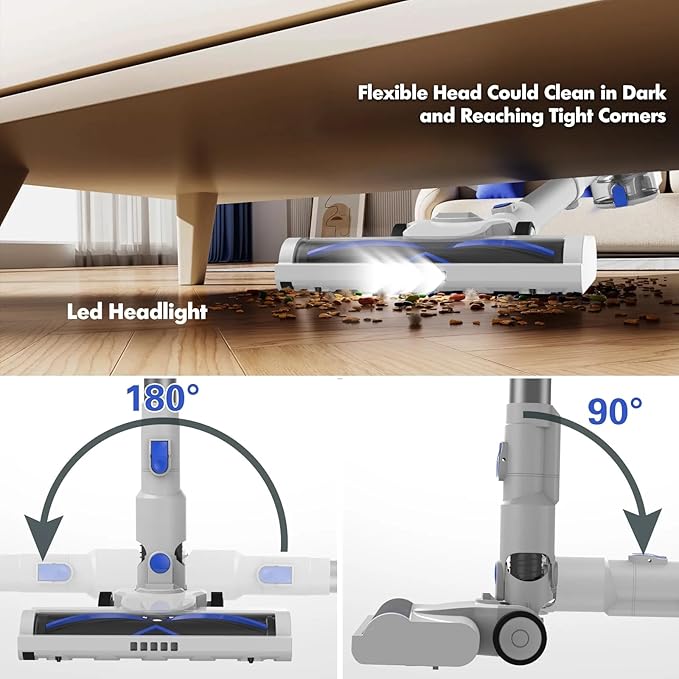 CareVac+ Cordless Stick Vacuum Cleaner Lightweight Upright for Carpet Hard Floor Pet Hair