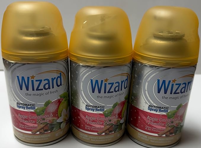 Wizard Automatic Spray 5Oz Refill (Package May Vary) Pack of 6 (Apple cinnamon/vanilla bean 6)