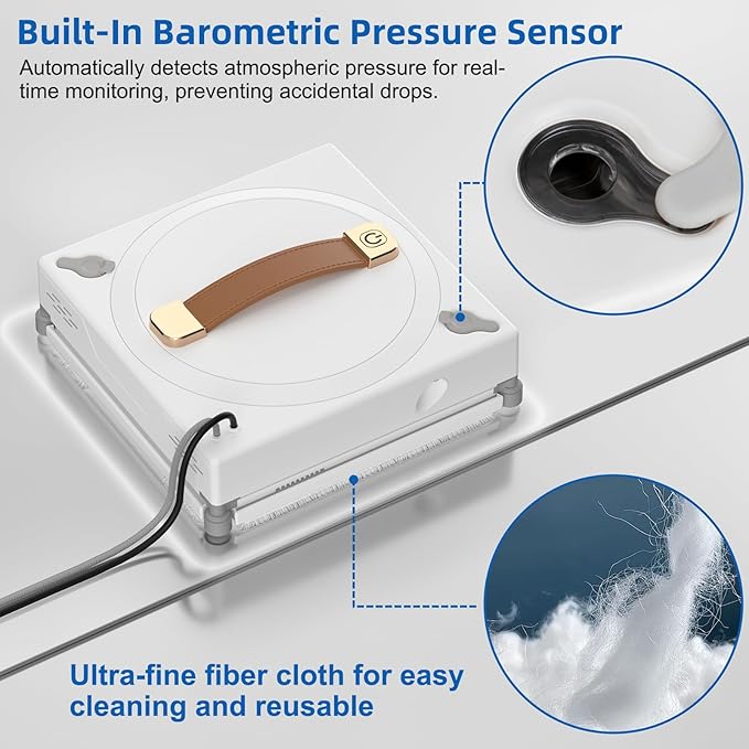 Window Cleaning Robot 3000Pa Auto Automatic anti-slip system Three intelligent cleaning path modes Ultrasonic automatic dual-direction water spray system Cleans glass tiles marble and wood panels