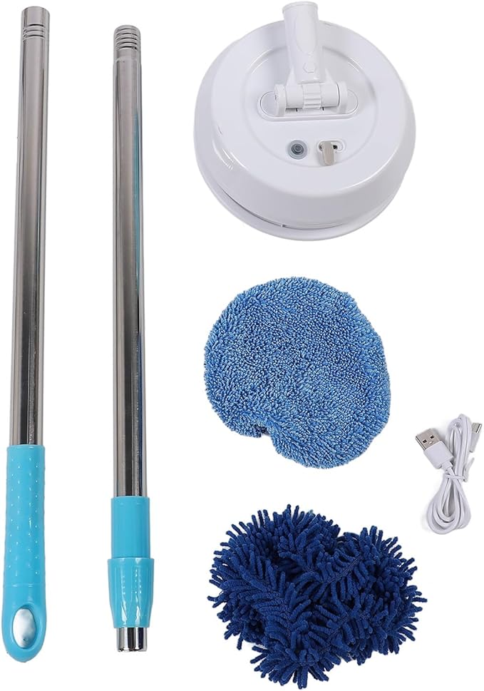 Cordless Electric Mop Cordless Power Mop with Flexible Head and Telescoping Rod Powerful Spin Cleaning for Floor Window Ceiling Includes 6Pcs Accessories for Home Use (Style 2)