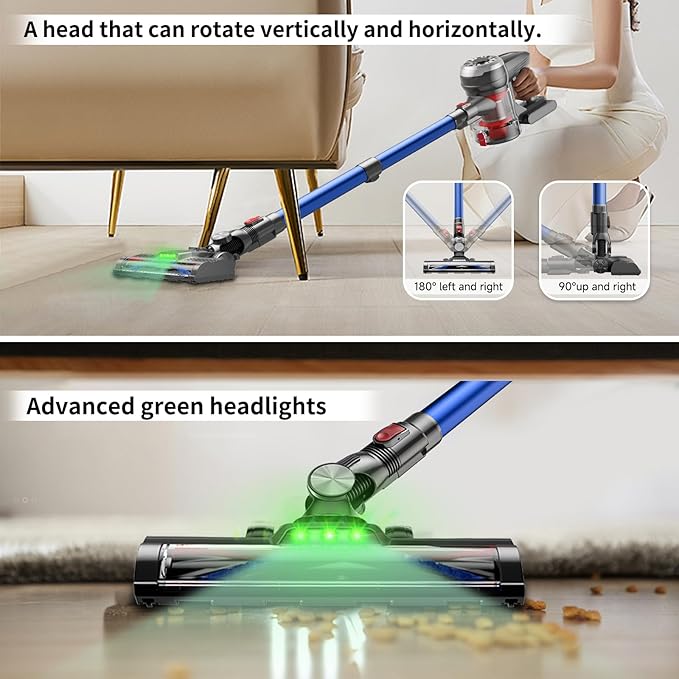 Hearten Cordless Vacuum CleanerUpgraded Stick Vacuum with LED Display Anti-Tangle Self-StandingAnti-TangleLightweightVacuum Cleaner for Home Pet Hair Carpet Hardwood Floor