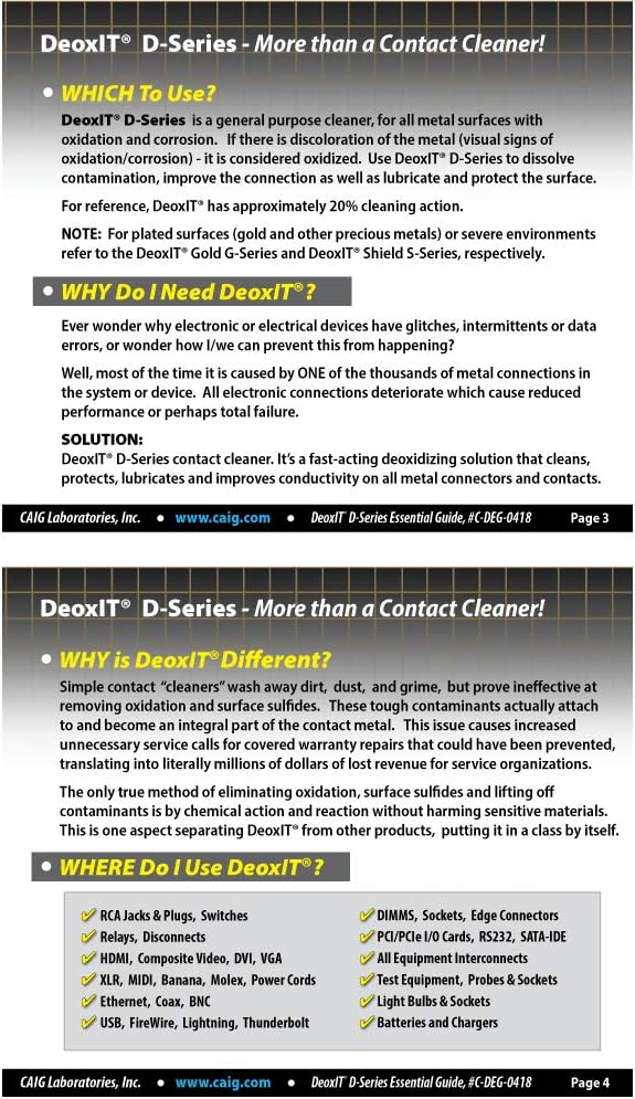 DeoxIT D5S-6 Spray More Than A Contact Cleaner 142g Integrated Straw Pack of 12