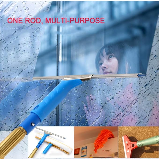 Telescopic Window Cleaner Bar Scraper Window Glass Wall Photovoltaic Panel Cleaning Pole Extendable Cleaner for Trucks Campers Caravan Buses Windows Solar Panels Washing/5m/16.4ft ( 9.5m/31ft)