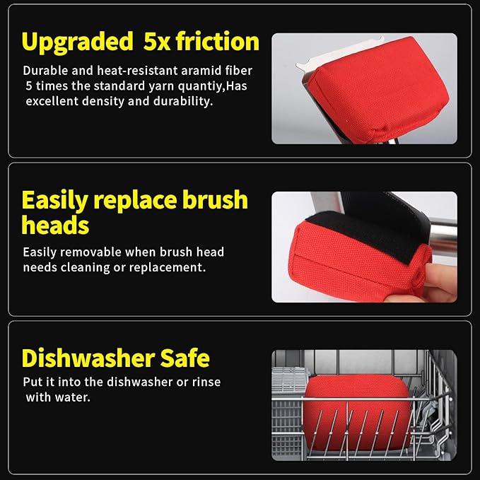 Grill Brush Bristle Free(Only Replaceable Cleaning Head No Grill Brush)-Red