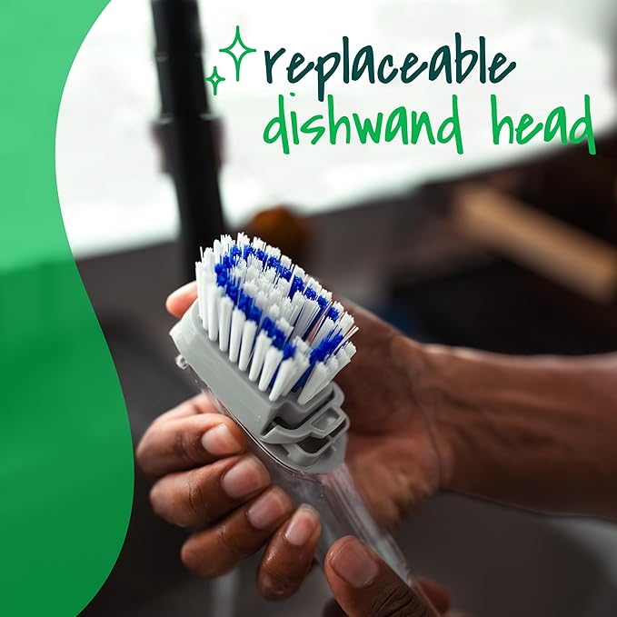 Scotch-Brite Odor Resist Soap Control Dishwand Brush Non-Scratch Cleaning Brush with Scraper Stands Upright 4-Pack