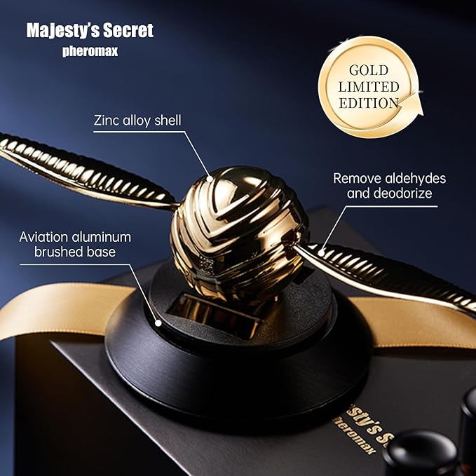 Majesty’S Secret Solar Car Air Freshener Diffuser with 2 Essential Oil Refills Long-Lasting Auto Scent Odor Eliminator Refillable Fragrance Oil Diffuser for Dashboard