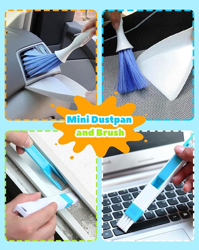 11 Pcs Blind Cleaner Duster Tool Kit – Mini &amp Window Blinds Cleaner Brush Set Air Vent &amp Track Cleaning Tools Window Groove &amp Sill Scrubber for Home Car AC Sliding Doors - Yellow