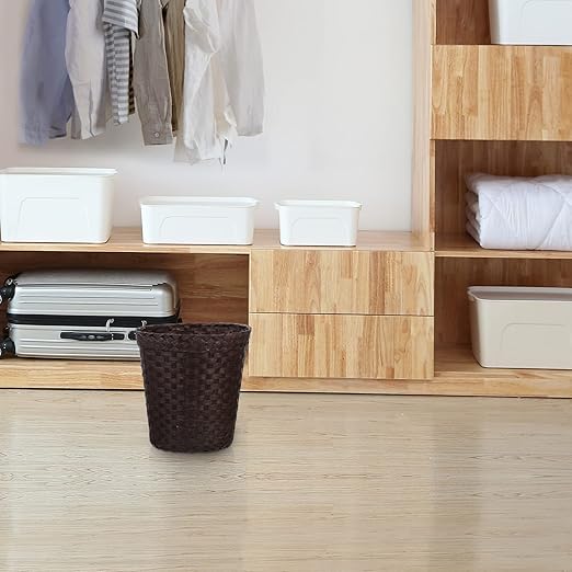 Household Trash can Straw Woven Trash Can: Rattan Wastebasket Bedroom Trash Can Office Garbage Cans Wicker Basket Decorative Countertop Trash Container for Home Office Coffee