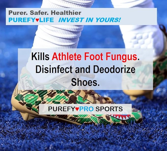 Purefypro Sports Equipment Disinfectant Spray (16oz 2pk) Kills 99.9999% MRSA HIV Athlete Foot Fungus Virus Fungi. No Residue. Great For Sports Pads Yoga Mats Shoes Boxing Gloves Gym Equipment