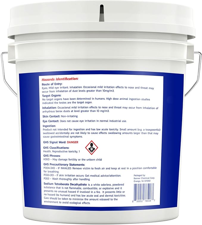 Raw Borax (10 lbs) - 100% Pure Unscented Multi-Purpose Cleaner &amp Detergent Booster - Natural Household Cleaner and Stain Remover - Made in the USA