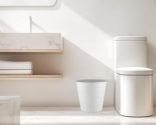 Small Trash Can (2.1 Gallons) Dorm Trash Can Heavy Duty Dust Bin Mini Garbage Can for Bedroom (Pack Of 3) Plastic Wastebasket Bathroom Wastebasket (White) Round paper Trashcan Office Trash bin