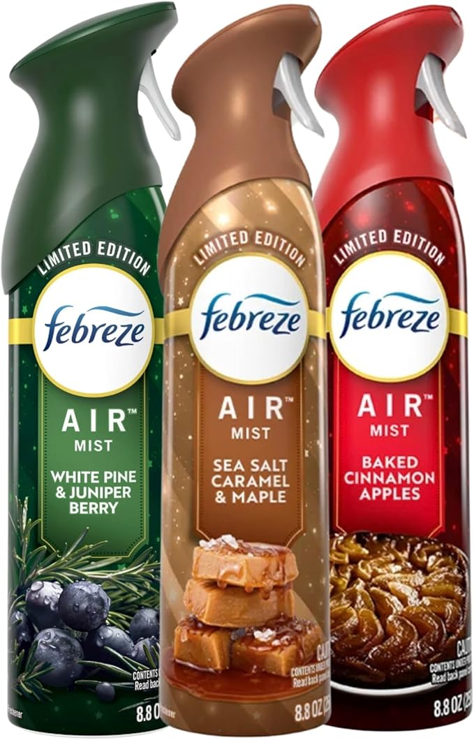 Febreeze Air Effects Air Freshner Limited Edition Holiday Scents Winter Fresh Scents 3-pack of spray (Holiday Variety)