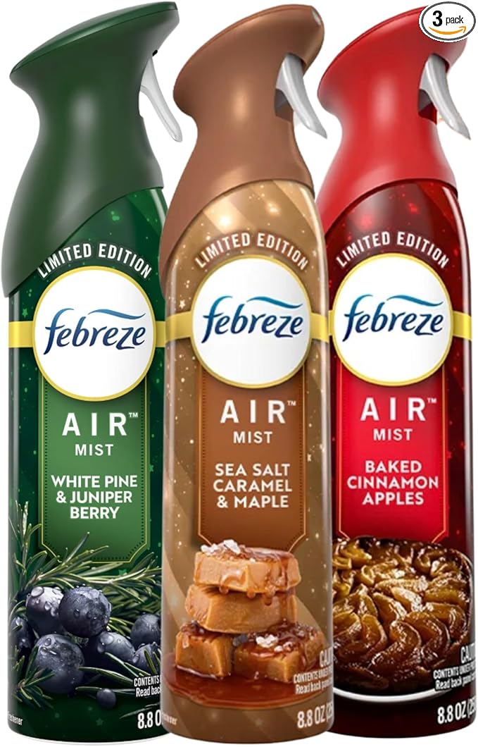 Febreeze Air Effects Air Freshner Limited Edition Holiday Scents Winter Fresh Scents 3-pack of spray (Holiday Variety)