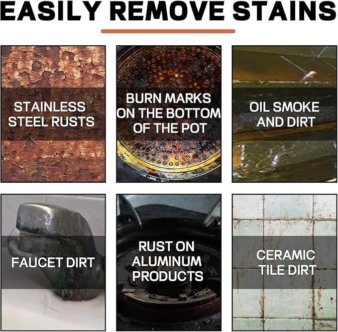 Stainless Steel Cookware Cleaner Set - Removes Stubborn Grease Rust &amp Water Stains For Kitchenware &amp Faucets(3PCS)