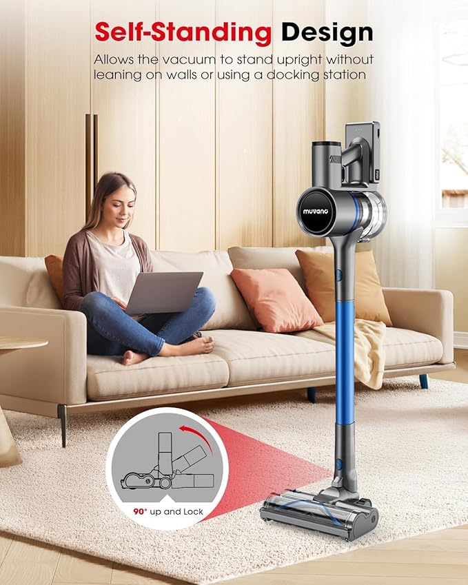 Cordless Vacuum Cleaners for Home G26 Vacuum Cleaner 45KPA Powerful Suction Up to 60 Minutes Tangle-Resistant Rechargeable Stick Vac with Wall Mount for Pet Hair Hardwood Floors