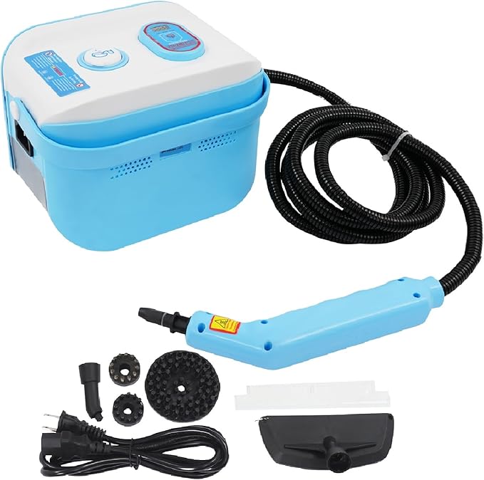 1500W Handheld Steam Cleaner Portable High Temp Steam Cleaning Machine 3 Gears Steam Setting 13s Heat-Up/4.5BAR High Pressure Steam Cleaner for Walls Car Detailing Tile (Blue)