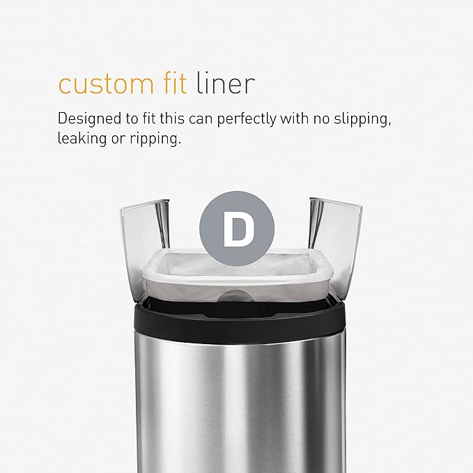 simplehuman Code DDispenser Pack Custom Fit LinersDrawstring Trash Bags20 Liter / 5.3 GallonWhite100 Count (Pack of 2)