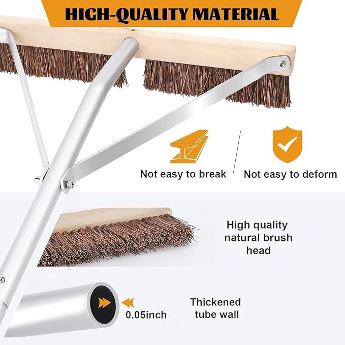 Leaf Roof Brush and Roof Rake 21 Ft Adjustable Length Roof Cleaning Tool Remove Roof Leaves Safely with Natural Brush Head Lightweight Easy to Use &amp Store
