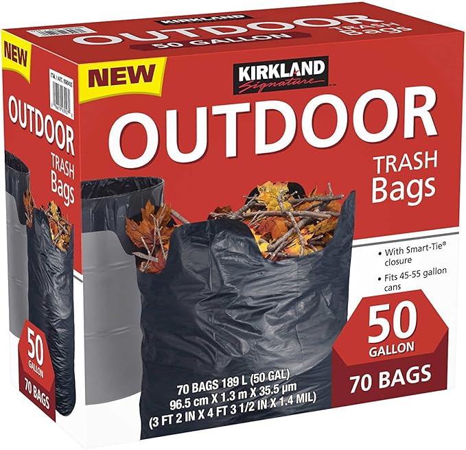 KIRKLAND Trash Bags 50 Gallon 210 Count Unscented Polyethylene 16 x 22 x 14 Yard Waste