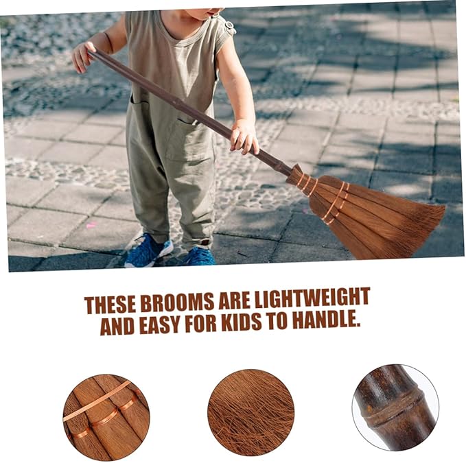 2pcs Boys and Girls Toy Broom Set Mini Hand Sweeping Broom Natural Bamboo for Indoor Outdoor Cleaning Boy Girl for Home Kitchen