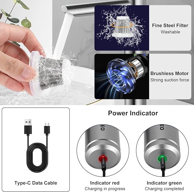 WADEO Handheld Vacuum Cordless 4-in-1 21000PA Brushless Car Vacuum &amp 210000RPM Air Duster 7500mAh Battery Air Blower Wireless Handheld Vacuum for Car Office and Home Cleaning