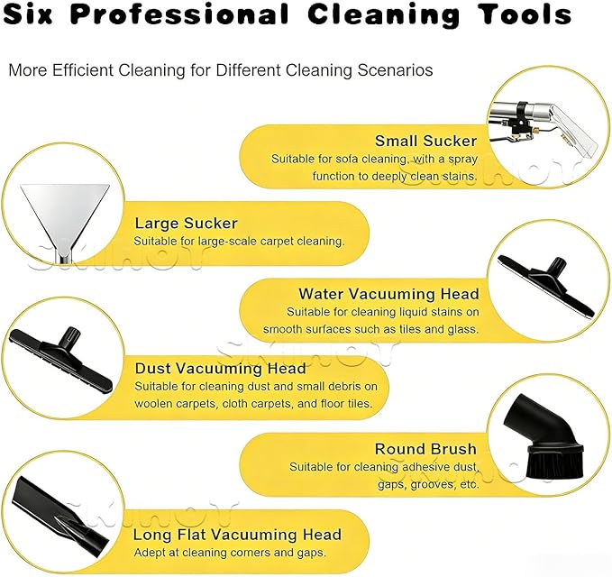 Carpet Shampooer3-in-1 Commercial Cleaner40L PortableWet Dry VacuumStainless Steelwith Long Flat/Round Brush for Sofa Curtain Carpet Cleaning 40L