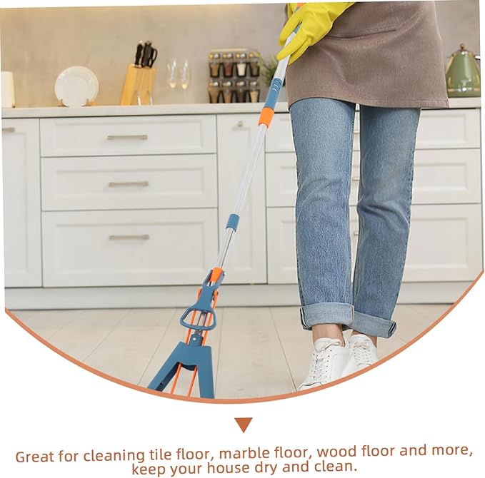 Vaguelly Dual Use Absorbent Sponge Mop 34cm Foldable Wet and Dry Squeeze Mop for Home Cleaning for Tile and Marble Floors Easy to Use No Hand Washing Required