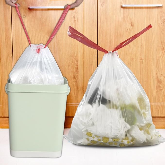 Pekky 7 Gallon Drawstring Trash Bags Clear Heavy Duty 120 Counts