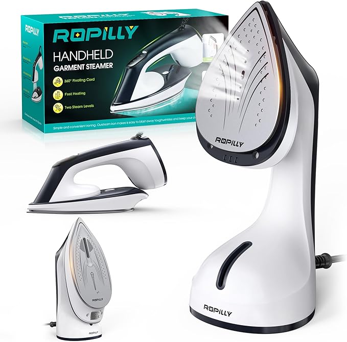 Steamer for Clothes 1600W 2-in-1 Steamer &amp Iron with Large Ceramic Plate Powerful Turbo Steam Smart Temperature Control Auto-Off Wrinkle Remover for All Fabrics