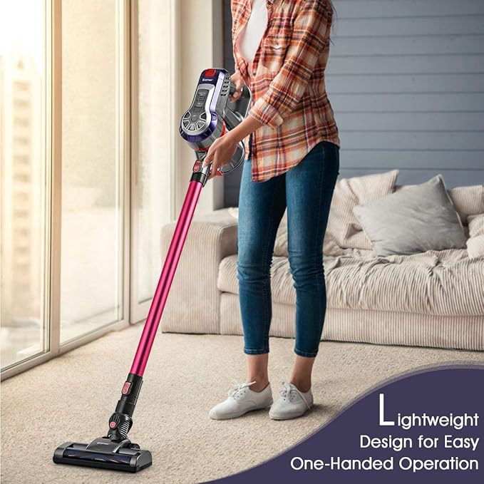 COSTWAY 16KPa Cordless Bagless Vacuum Cleaner Lightweight Stick Handheld Vacuum with HEPA Filtration and Brushless Motor Detachable Lithium Battery Rechargeable Ideal for Pet Hair Home Hard Floor