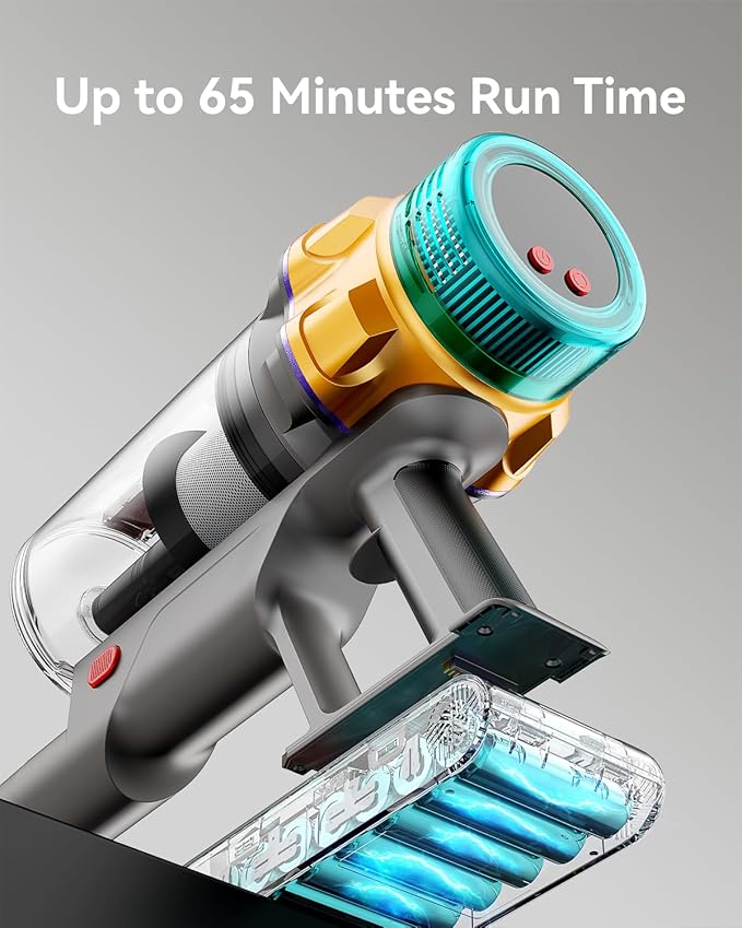 Cordless Vacuum Cleaner 55KPA 650W 65Mins Extra-Large Dust Cup Cordless Stick Vacuum Rechargeable Vacuum Cleaner with Self-Standing Vacuum Cleaners for Home Hardwood Floor Carpet Pet Hair