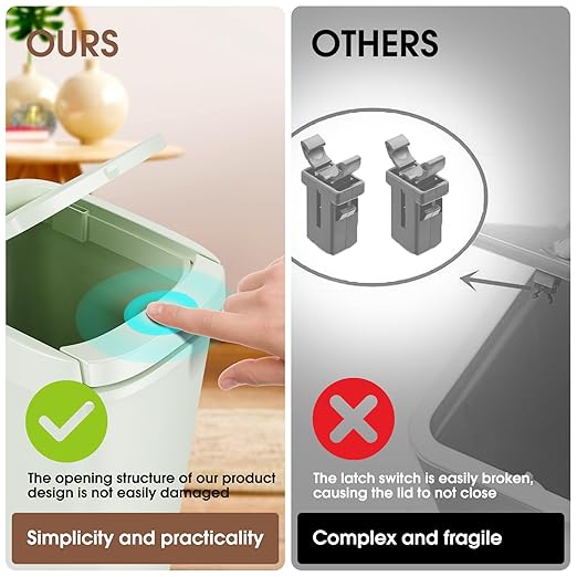 CEROELDA 3 Pack Bathroom Trash Can with Lid 10L/2.6 Gal Small Garbage Can with Press Top Lid Slim Plastic Waste Basket for Toilet Office Bedroom (Green)
