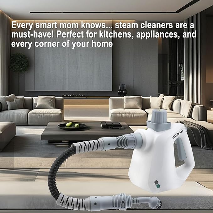 Handheld Pressurized Steam Cleaner with 11 Attachments – Portable Multi-Surface Steamer for Home Mattress Floors Couch Windows Upholstery Car and Grout – Deep Cleaning &amp Stain Removal(White