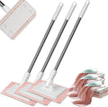 Snap Grip Mini Mop Zero Touch Mini Mops Retractable Gap Dust Cleaner Flat Mops with Locking Head &amp Sweeping Cloths 39' Long Handle Mopping Sweeper Stick for Multi Cleaning No Wash (3mop+12clot