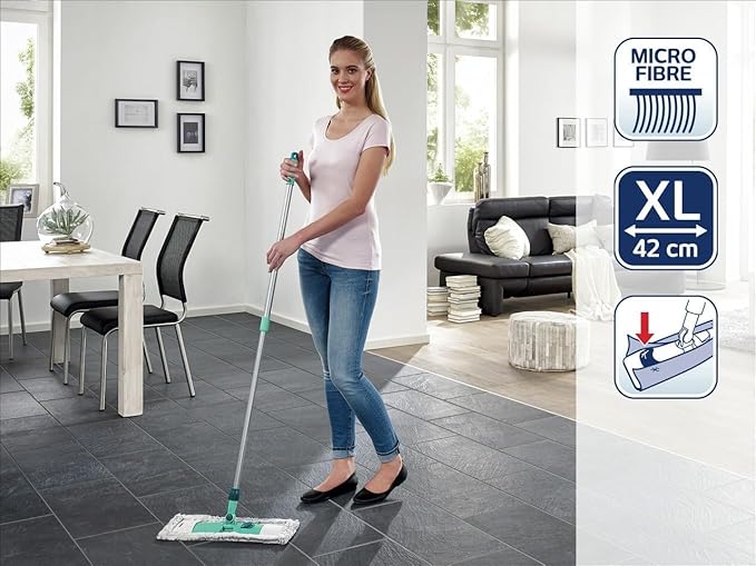 Leifheit Classic Floor Wiper incl. Microfiber Floor Wiper Cover Telescopic Handle 75-130 cm 55210