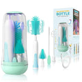 IvyWind Electric Travel Baby Bottle Brush Set with Storage Box Automatic Bottle Cleaner Brush Kit with Silicone Bottle/Nipple/Straw Brush Milk Frother Electric and Drainage Rack Rechargeable Green
