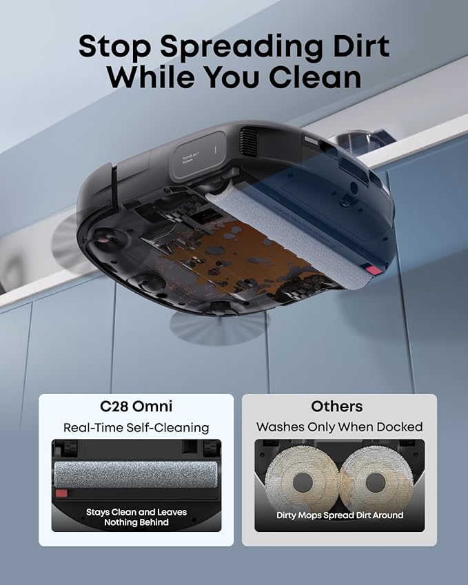 eufy C28 Robot Vacuum and Mop for Pet Hair 15000 Pa Suction HydroJet™ Self-Cleaning Roller Mop DuoSpiral Anti-Tangle Brush All-in-One Auto-Empty Station AI Obstacle Avoidance