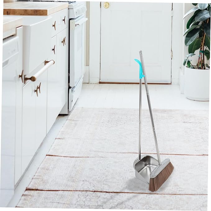 Hand Broom and Dustpan Set Stainless Steel Dustpan Handle Versatile Cleaning Tool for Home Office