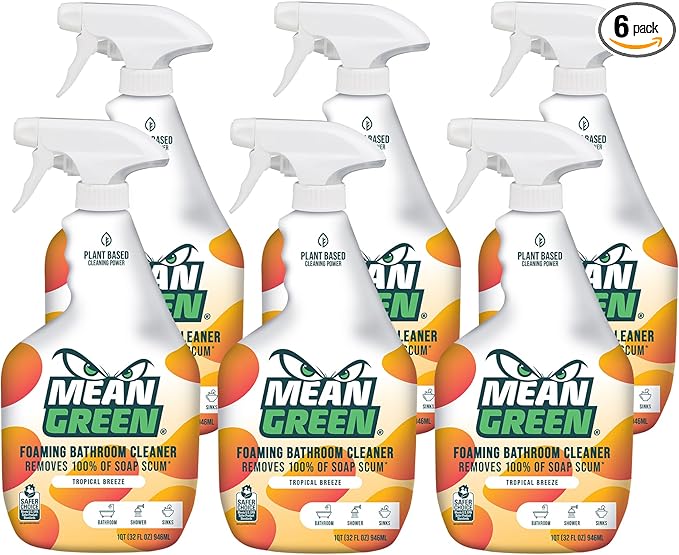 Mean Green Non-Concentrated Ready-to-Use Bathroom Cleaner Tropical Breeze 32 Ounce 6 Pack