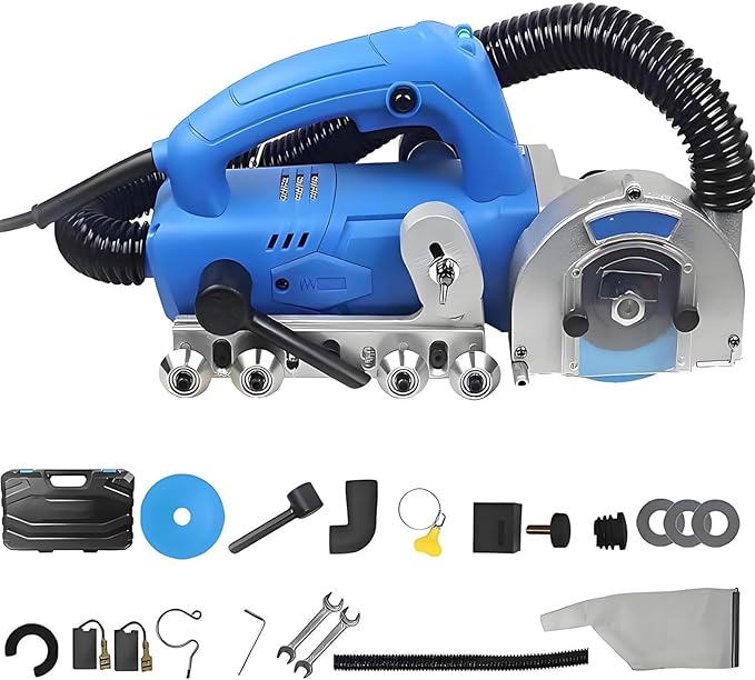 Electric Grout Removal Tool 1200W 9000RPM Professional Grout Removal Machine with Self-Vacuuming Ideal for Cleaning Shower Tile Joints Floor Gaps and Removing Old(Machine+2.7mm Seam Clean