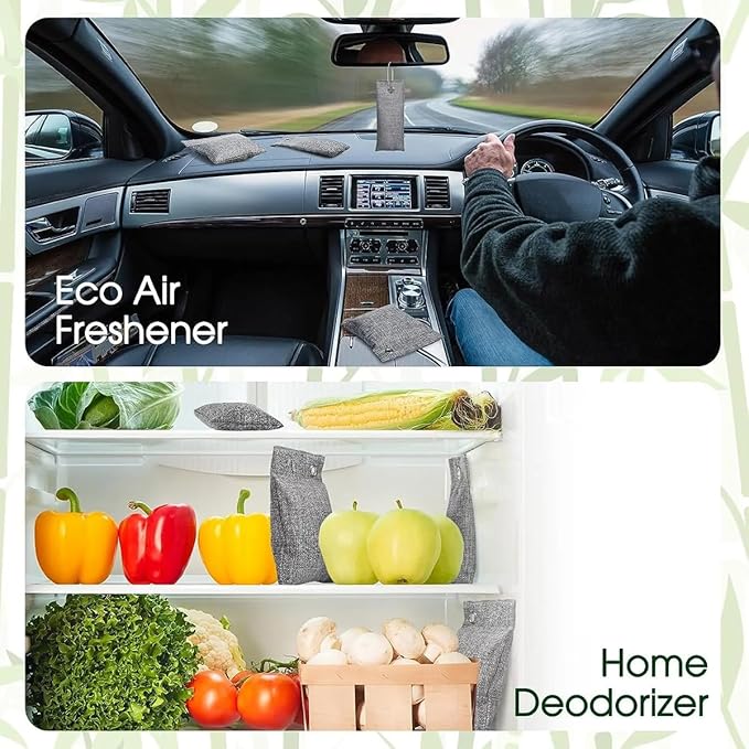 Activated Charcoal Air Purifying Bag (10 Pack 75g Each) Bamboo Charcoal Odor Absorber Air Freshener for Shoes Closet Car Blue